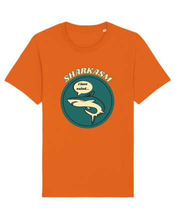 Sharkasm Funny Shark Pun Bright Orange