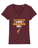 GIRAFFES Tricou mânecă scurtă guler V Damă Evoker