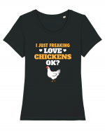 CHICKENS Tricou mânecă scurtă guler larg fitted Damă Expresser