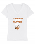 SLOTHS Tricou mânecă scurtă guler V Damă Evoker