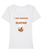 SLOTHS Tricou mânecă scurtă guler larg fitted Damă Expresser