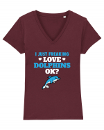 DOLPHINS Tricou mânecă scurtă guler V Damă Evoker