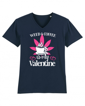 Weed And Coffee Is My Valentine French Navy