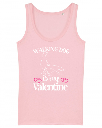 Walking Dog Is My Valentine Cotton Pink