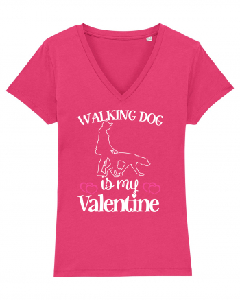 Walking Dog Is My Valentine Raspberry