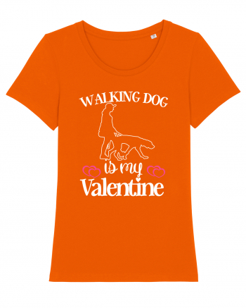 Walking Dog Is My Valentine Bright Orange