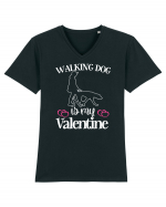 Walking Dog Is My Valentine Tricou mânecă scurtă guler V Bărbat Presenter