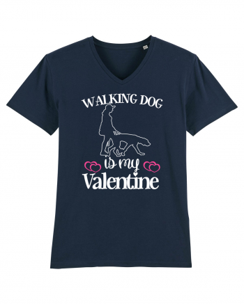 Walking Dog Is My Valentine French Navy