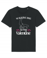 Walking Dog Is My Valentine Tricou mânecă scurtă Unisex Rocker