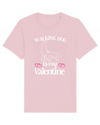 Walking Dog Is My Valentine Cotton Pink