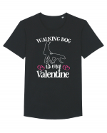 Walking Dog Is My Valentine Tricou mânecă scurtă guler larg Bărbat Skater