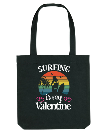 Surfing Is My Valentine Black