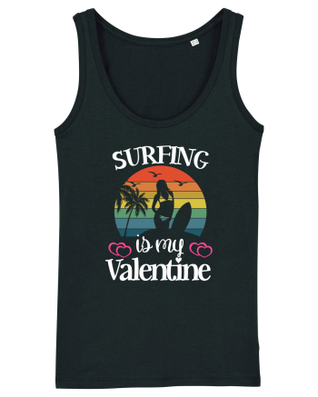 Surfing Is My Valentine Black