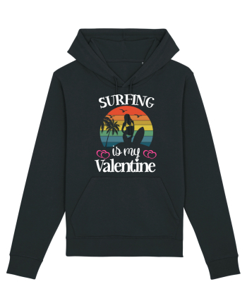 Surfing Is My Valentine Black