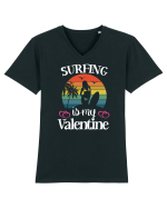 Surfing Is My Valentine Tricou mânecă scurtă guler V Bărbat Presenter