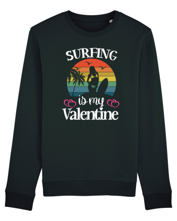 Surfing Is My Valentine Black
