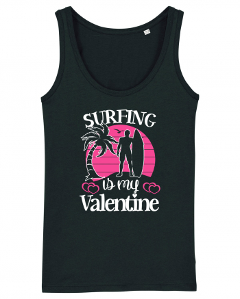 Surfing Is My Valentine Black