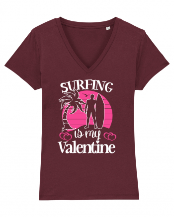 Surfing Is My Valentine Burgundy