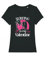 Surfing Is My Valentine Tricou mânecă scurtă guler larg fitted Damă Expresser