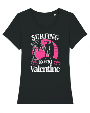 Surfing Is My Valentine Black