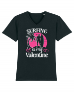 Surfing Is My Valentine Tricou mânecă scurtă guler V Bărbat Presenter