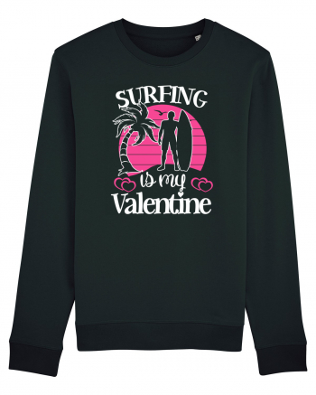 Surfing Is My Valentine Black