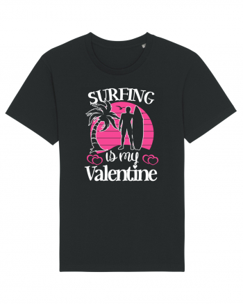 Surfing Is My Valentine Black