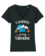 Camping Is My Valentine Tricou mânecă scurtă guler V Damă Evoker