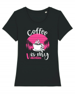 Coffee Is My Valentine Tricou mânecă scurtă guler larg fitted Damă Expresser