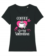 Coffee Is My Valentine Tricou mânecă scurtă guler larg fitted Damă Expresser