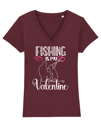 Fishing Is My Valentine Burgundy