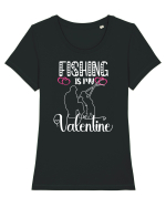 Fishing Is My Valentine Tricou mânecă scurtă guler larg fitted Damă Expresser