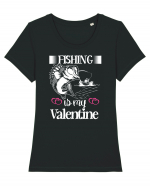 Fishing Is My Valentine Tricou mânecă scurtă guler larg fitted Damă Expresser