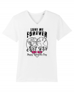 Love Me Forever Not For One Day / pentru cupluri Tricou mânecă scurtă guler V Bărbat Presenter