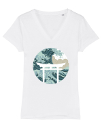 Japanese art Tricou mânecă scurtă guler V Damă Evoker