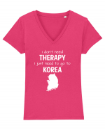 KOREA Tricou mânecă scurtă guler V Damă Evoker