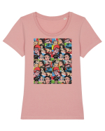 Pop Art  Comic Book Tricou mânecă scurtă guler larg fitted Damă Expresser