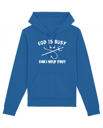 God is busy. Royal Blue