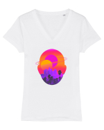 Retro Vapor Wave Man Tricou mânecă scurtă guler V Damă Evoker