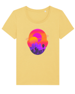 Retro Vapor Wave Man Tricou mânecă scurtă guler larg fitted Damă Expresser