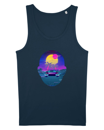 Retro Vapor Wave Man Navy