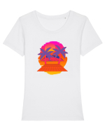 Retro Vapor Wave Man Tricou mânecă scurtă guler larg fitted Damă Expresser