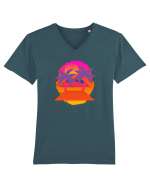 Retro Vapor Wave Man Tricou mânecă scurtă guler V Bărbat Presenter