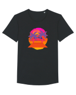 Retro Vapor Wave Man Tricou mânecă scurtă guler larg Bărbat Skater