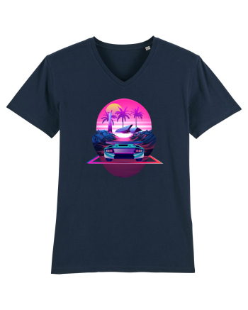 Retro Vapor Wave Man French Navy