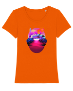Retro Vapor Wave Man Tricou mânecă scurtă guler larg fitted Damă Expresser