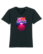 Retro Vapor Wave Man Tricou mânecă scurtă guler V Bărbat Presenter