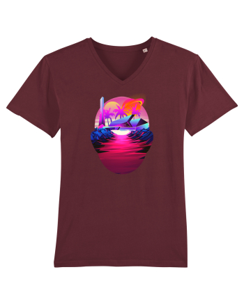 Retro Vapor Wave Man Burgundy