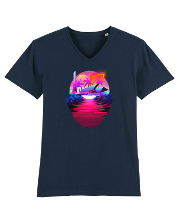 Retro Vapor Wave Man French Navy