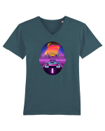 Retro Vapor Wave Man Tricou mânecă scurtă guler V Bărbat Presenter